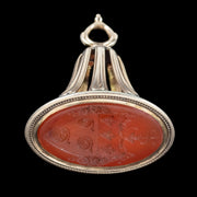 Antique Georgian Fob Pendant 18ct Gold With Snake Coat Of Arms Carnelian Seal 
