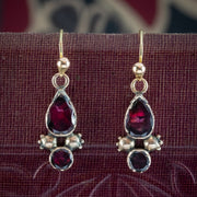 Antique Georgian Garnet Drop Earrings 18ct Gold