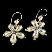 Antique Georgian Garnet Flower Drop Earrings 18ct Gold