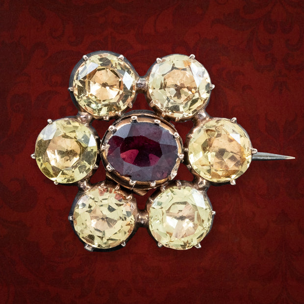 Antique Georgian Garnet Spinel Brooch 18ct Gold With Locket