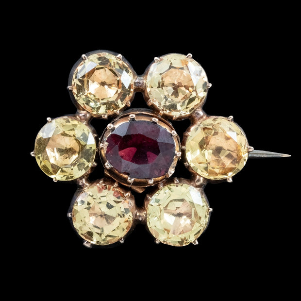 Antique Georgian Garnet Spinel Brooch 18ct Gold With Locket