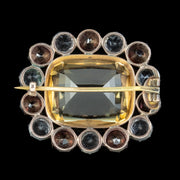 Antique Georgian Harlequin Brooch Citrine Garnet Crystal 