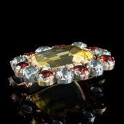 Antique Georgian Harlequin Brooch Citrine Garnet Crystal 