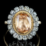 Antique Georgian Imperial Topaz Paste Cluster Ring 4ct Orange Topaz