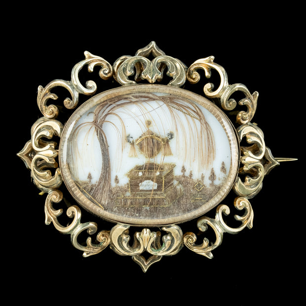 Antique Georgian Memento Mori Mourning Brooch 18ct Gold 