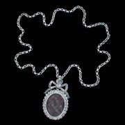 Antique Georgian Mourning Paste Locket Chain Necklace Silver