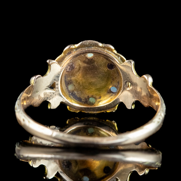 Antique Georgian Opal Diamond Daisy Cluster Ring 