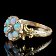 Antique Georgian Opal Diamond Daisy Cluster Ring 
