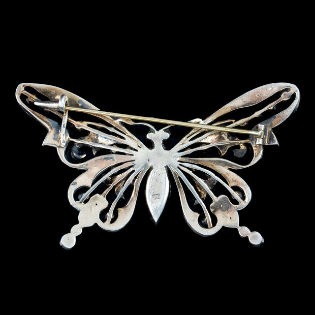 Antique Georgian Paste Butterfly Brooch Silver