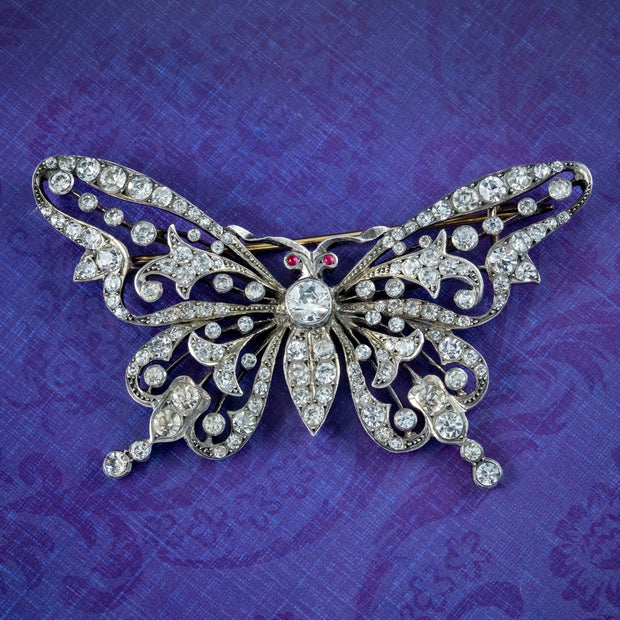 Antique Georgian Paste Butterfly Brooch Silver