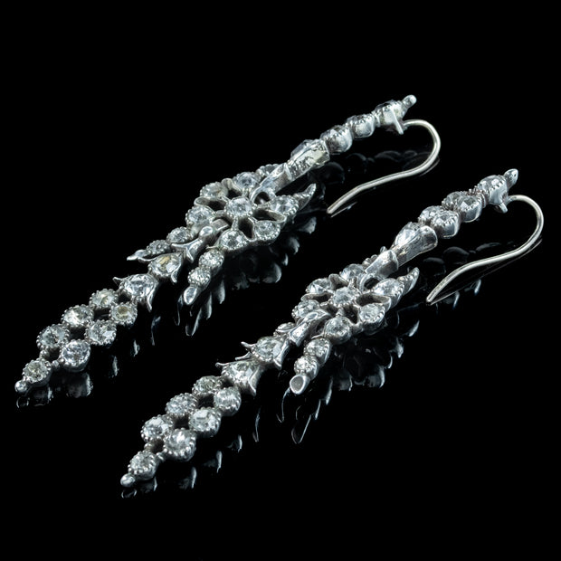 Antique Georgian Paste Drop Earrings Silver Gold Wires