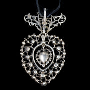 Antique Georgian Paste Pendant Silver With Ribbon