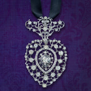 Antique Georgian Paste Pendant Silver With Ribbon