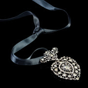 Antique Georgian Paste Pendant Silver With Ribbon