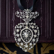 Antique Georgian Paste Pendant Silver With Ribbon