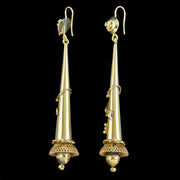 Antique Georgian Floral Drop Earrings Pinchbeck 18ct Gold Gilt