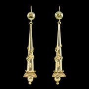 Antique Georgian Floral Drop Earrings Pinchbeck 18ct Gold Gilt