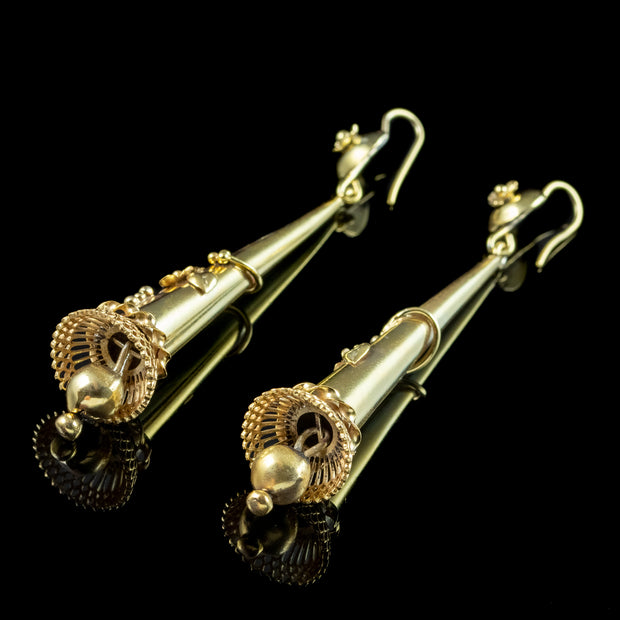 Antique Georgian Floral Drop Earrings Pinchbeck 18ct Gold Gilt