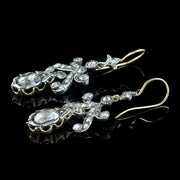 Antique Georgian Rose Cut Diamond Drop Earrings 3.5ct Total
