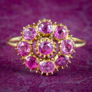 Antique Georgian Ruby Daisy Cluster Ring 1.08ct Total