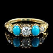 Antique Georgian Turquoise Diamond Five Stone Ring