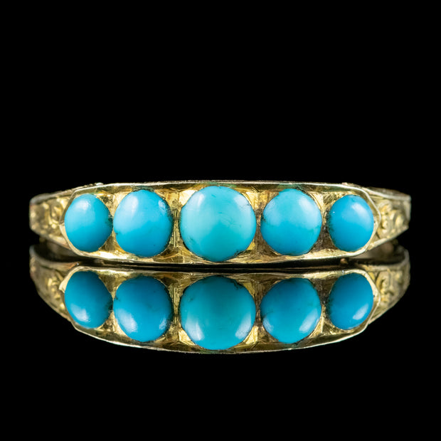 Antique Georgian Turquoise Five Stone Ring 