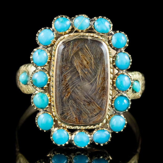 Antique Georgian Turquoise Mourning Ring Dated 1795
