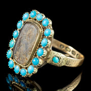 Antique Georgian Turquoise Mourning Ring Dated 1795