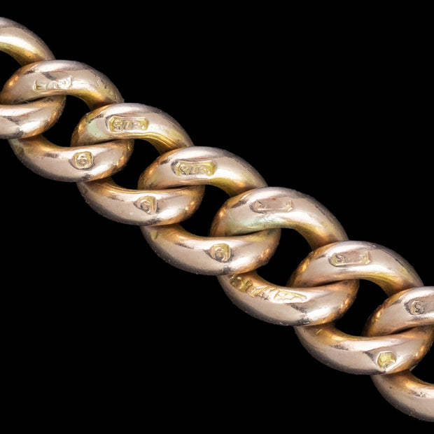 Antique Victorian Albert Bracelet 9ct Gold Curb Chain