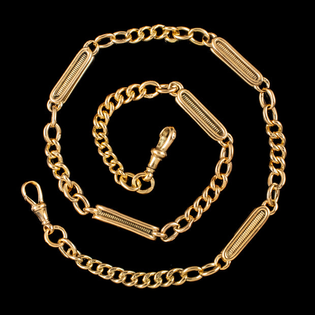 Antique Victorian Albert Curb Chain Silver 18ct Gold Gilt 