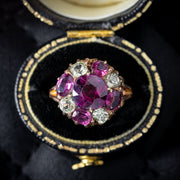 Antique Victorian Almandine Garnet Topaz Cluster Ring