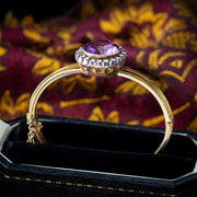 Antique Victorian Amethyst Diamond Bangle 15ct Gold