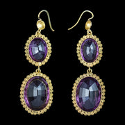 Antique Victorian Amethyst Drop Earrings 18ct Gold