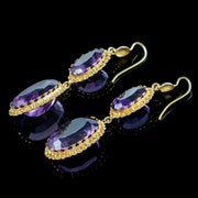 Antique Victorian Amethyst Drop Earrings 18ct Gold