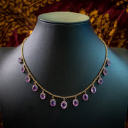 Antique Victorian Amethyst Dropper Necklace 15ct Gold 