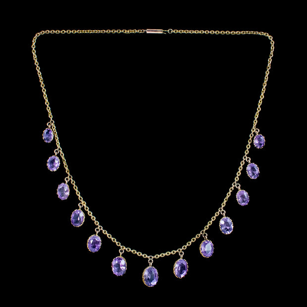 Antique Victorian Amethyst Dropper Necklace 15ct Gold 