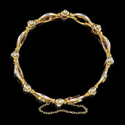 Antique Victorian Amethyst Mother Of Pearl Bracelet 15ct Gold 