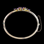 Antique Victorian Amethyst Pearl Bangle 9ct Gold 