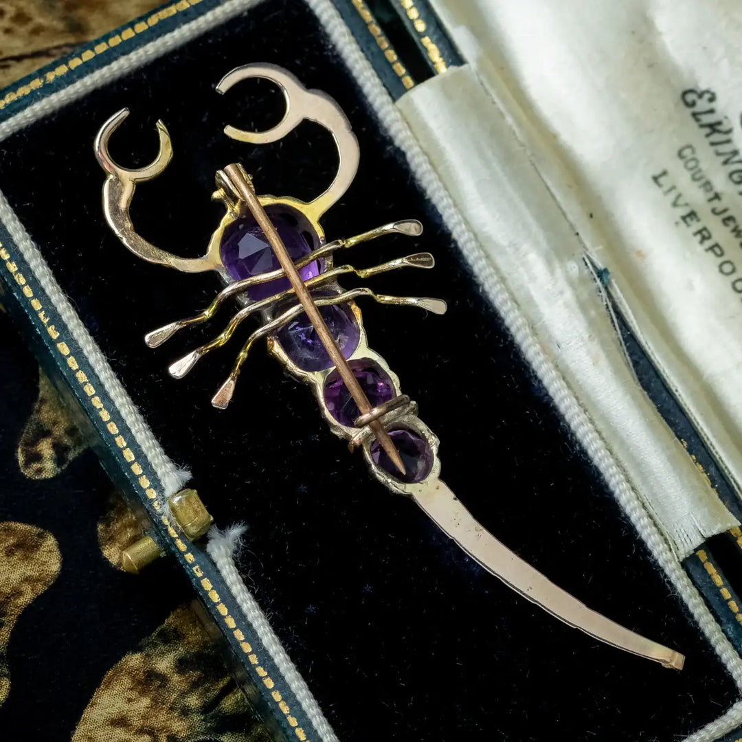 Broche Ancienne En émaux Sur Cuivre Limoges - Thème Art Déco Scorpion