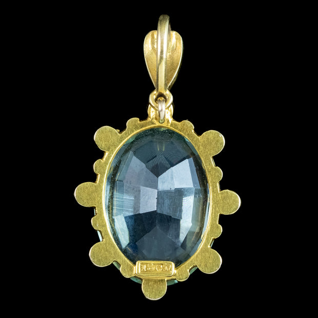 Antique Victorian Aquamarine Pearl Pendant 15ct Gold 8ct Aqua