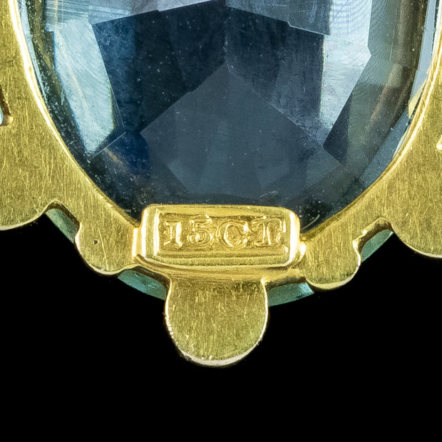 Antique Victorian Aquamarine Pearl Pendant 15ct Gold 8ct Aqua