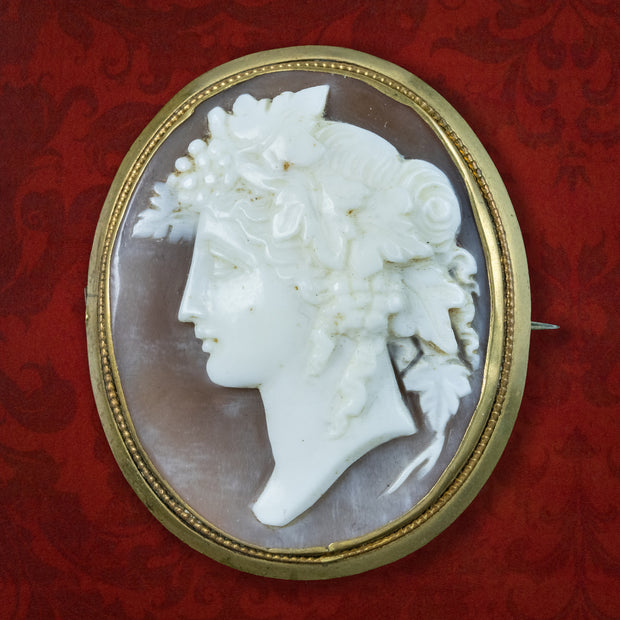 Antique Victorian Bacchante Cameo Brooch Pinchbeck Frame