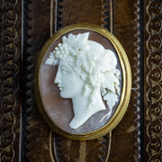 Antique Victorian Bacchante Cameo Brooch Pinchbeck Frame