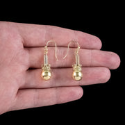 Antique Victorian Ball And Crown Drop Earrings 15ct Gold