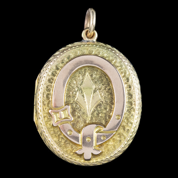 Antique Victorian Belt Buckle Eternity Locket 18ct Gold 