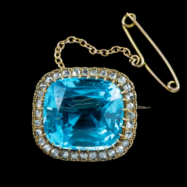 Antique Victorian Blue Paste Diamond Brooch 15ct Gold