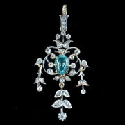 Antique Victorian Blue Zircon Diamond Pendant