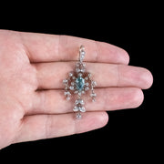 Antique Victorian Blue Zircon Diamond Pendant