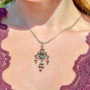 Antique Victorian Blue Zircon Diamond Pendant