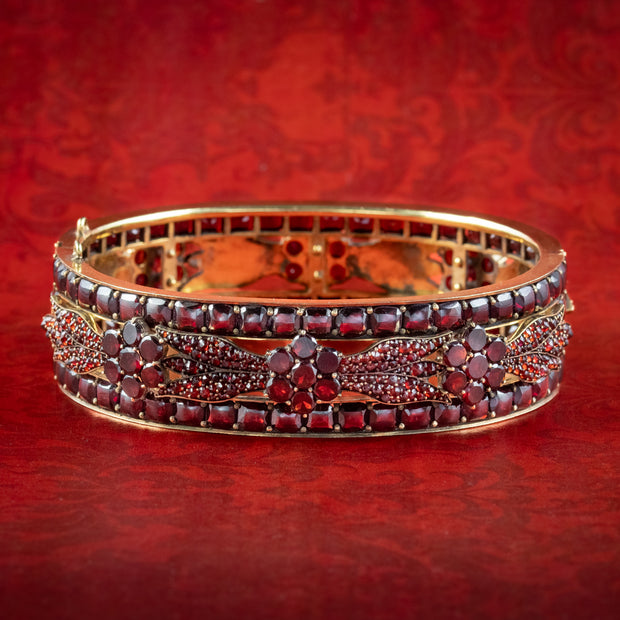 Antique Victorian Bohemian Garnet Eternity Bangle 